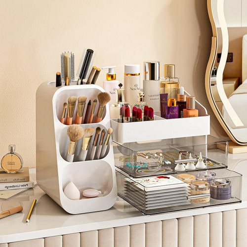 Exhibidor De Cosméticos Para Tus Esenciales De Belleza Blanc