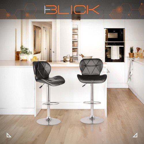Set De 2 Bancos Barra Cocina Silla Regulable Diseño Blick Acabado de la estructura Cromado Color Negro
