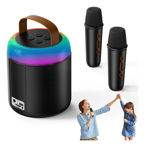 Bocina Portátil Karaoke Bluetooth Inalámbrico Con 2micrófono