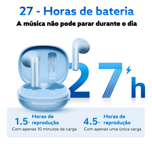 Fone Qcy Ailybuds E10 Bluetooth 5.4 Hi-res Ldac Cor Branco