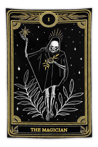 Ta Tarot Mago Negro Dorado Para Colgar Pared Tapiz Hogar 40