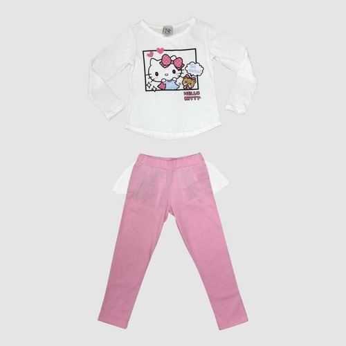 Hello Kitty Pijama Dos Piezas , Algodón Niña, Infantil