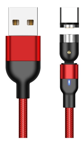 Cable Usb Magnético 3 En 1 Cargador De Celulares Color Rojo