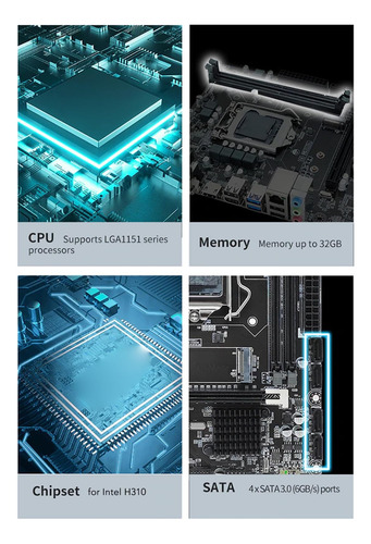 H310 Lga 1151 Placa Base, Ranura De Memoria Ddr4 Ddr4, Lga11