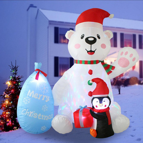Oso De Pingüino Inflable Navideño De Con Luz, Decoración