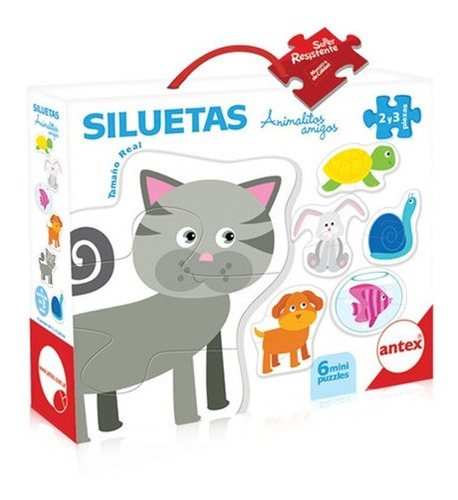 Puzzle Siluetas Animalitos Amigos 6 Mini Rompecabezas Antex