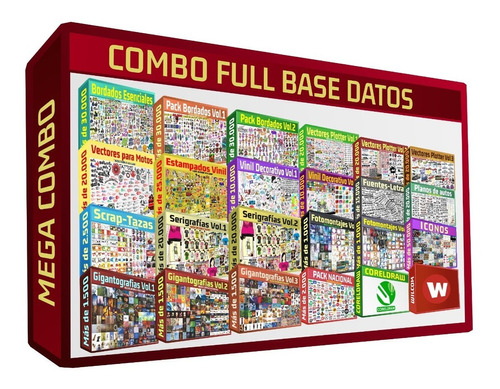 Combo Full Base Datos 22 Packs De Diseños Vector Y Bordado