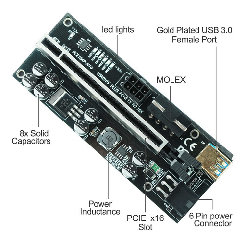Koyzsen 6 Cable Elevador Pic-e Express Ver010s Gpu Riser