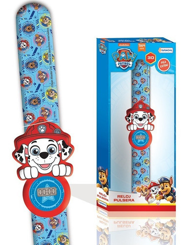 Reloj Digital Paw Patrol Chase Rubble Marshall Skye Everest Color De La Malla Azul Color Del Bisel Marshal Color Del Fondo Azul