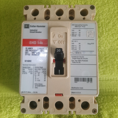 Breaker Westinghouse Ehd 14k 3x30amp 