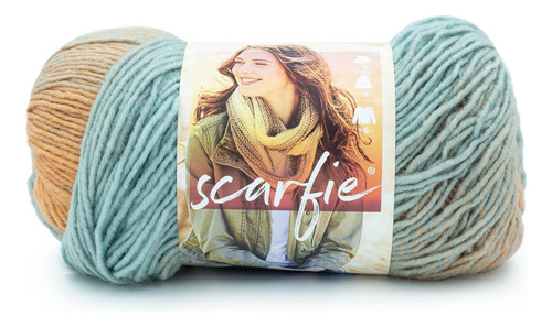 (1 Skein) Lion Brand Yarn Scarfie Bulky Yarn, Seafoam/clay