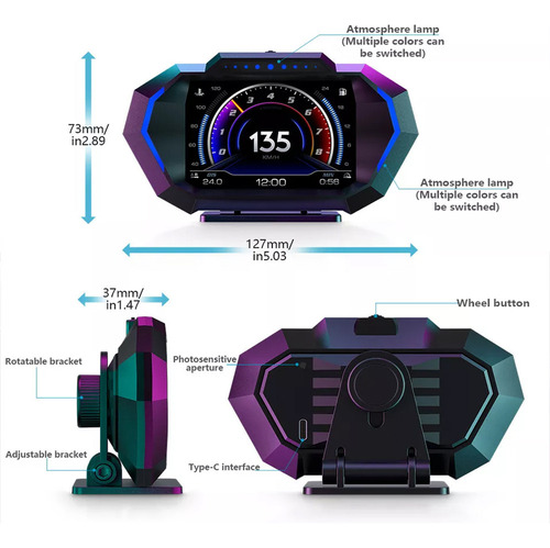 Velocímetro Hud P24 De Double System Obd&gps Smart Gauge