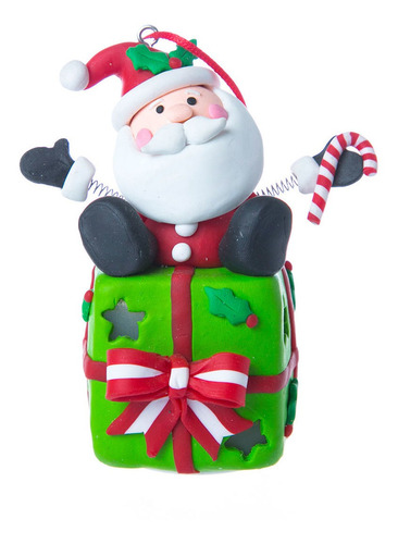 Imagen 1 de 4 de Decoración Navideña Santa Sobre Regalo Iluminado