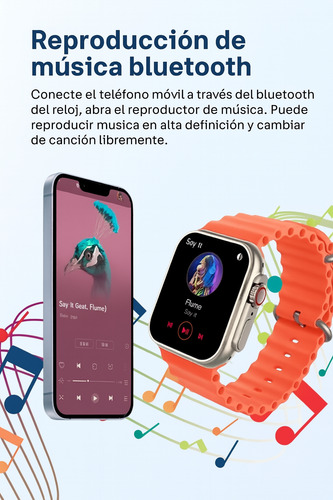 Reloj Smartwatch T900 Ultra 2 Big 2.19 Carga Inalámbrica Negro Milanese Naranja Gris