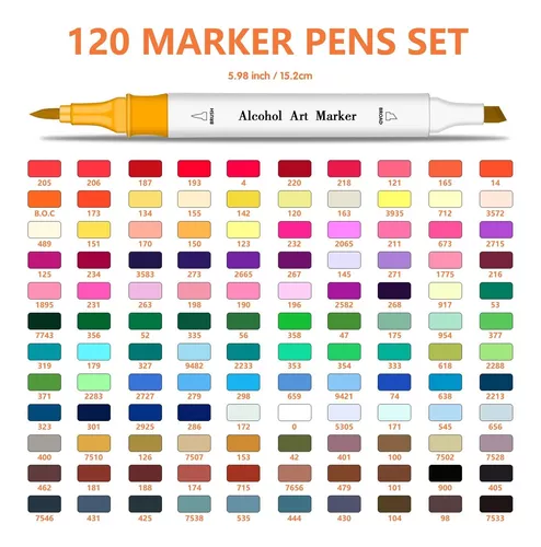 120 marcadores de alcohol de alta calidad para dibujar y dibujar,  impresionantes marcadores de doble punta para colorear para niños y  adultos, juego