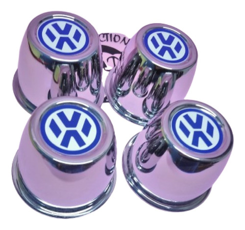 Copa Rin Centro Logo Vw Azul Vocho Metal Cromado 4piezas Vw