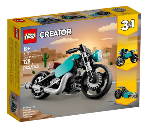 Lego Creator 3 In 1 Vintage Motorcycle 31135 Cantidad de piezas 128