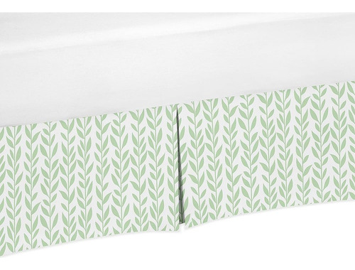 Sweet Jojo Designs Green And White Leaf Floral Girl Pleated 