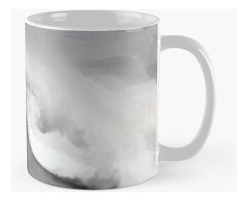 Taza Pintura Acrílica En Blanco Y Negro De Onda Y Cielo Cali