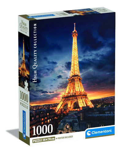 Rompecabezas Torre Eiffel Iluminada 1000 Clementoni Poster