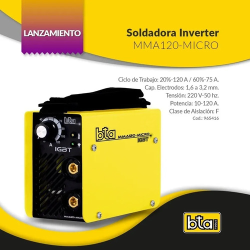 Maquina Soldar Inverter 120amp Bta Electrica Soldadora Micro