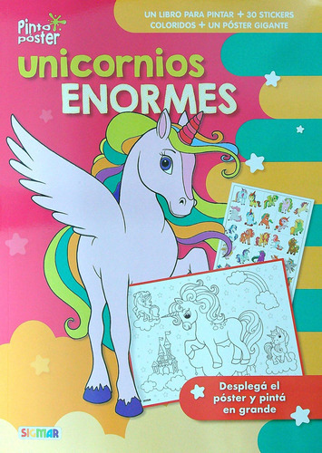 Unicornios Enormes - Pinto Poster - Libro Para Pintar + 30 