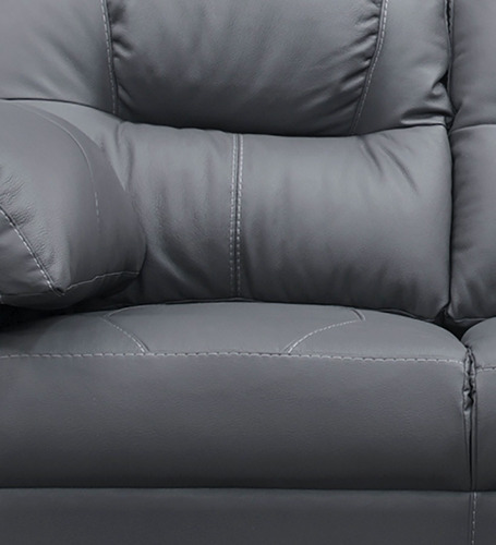 Love Seat De Piel Genuina Toscana Confortopiel Color Gris Oxford