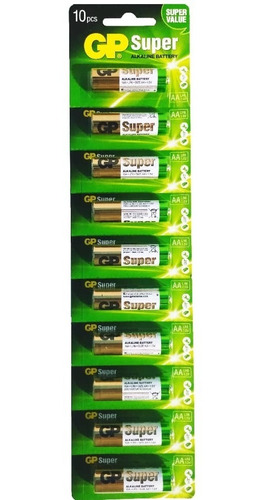 Imagen 1 de 1 de Pila Gp Aa 1.5v Alcalinas Tira De 10 Unidades