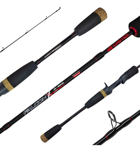 Imagen 2 de 7 de Caña Caster Falcon X 1.80m Baitcasting 4 Tramos Carbono 12lb
