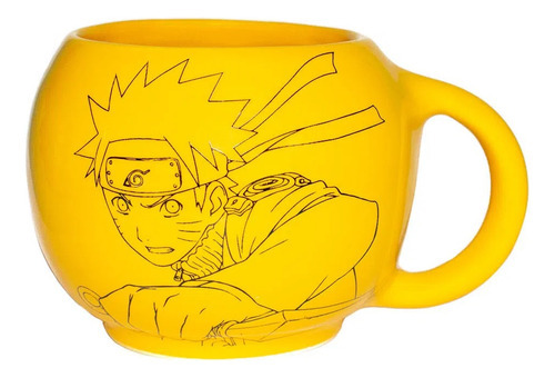 Caneca Naruto Uzumaki Konoha Shippuden Boruto Oval Piticas Cor Amarelo