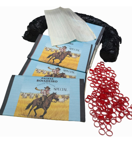 Palhas Boiadeiro 6 Pacotes + 200 Anilhas /300g Fumo De Corda Premium