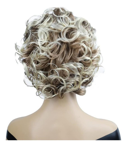 Peluca Rubia Ontemily, Corte Corto Con Ondas Elegantes