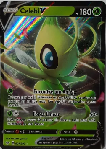 Carta Pokémon Lendário Celebi Vmax Original Pt + 50 Cartas