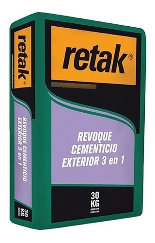 Retak Revoque Cementíceo Exterior 3 En 1 Bolsa X 30 Kg