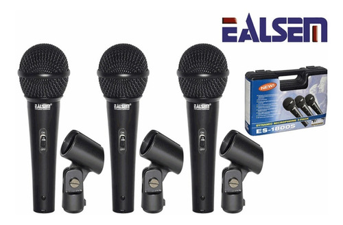 Pack De 3 Microfonos Dinamicos Ealsem Con Maleta