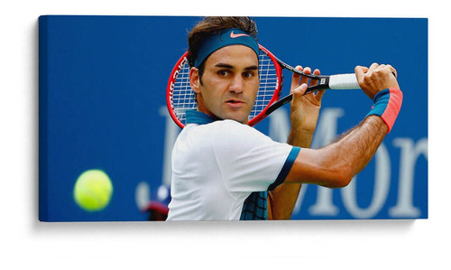 Cuadro Decorativo - Roger Federer En Acción 60x30
