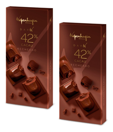 Kit 2 Tabletes Chocolate Amargo - 42% Cacau 90g Kopenhagen