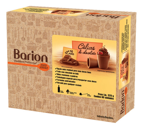 Cálice De Chocolate Ao Leite Com 60 Unidades Barion 320g