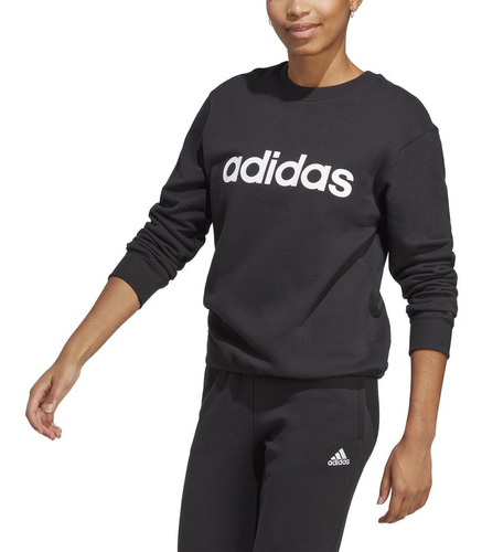 Moletom Feminino adidas Logo Linear Gola Redonda Sem Capuz