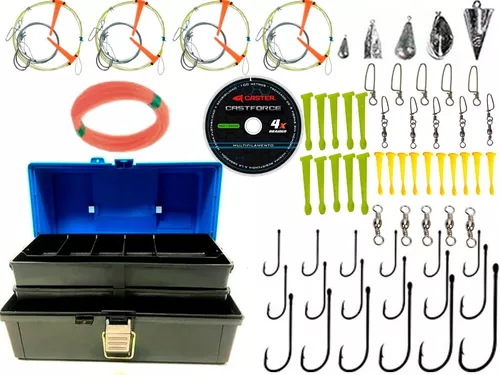 Kit Pesca Caja +anzuelos + Lineas + Plomadas + Multi + Acces