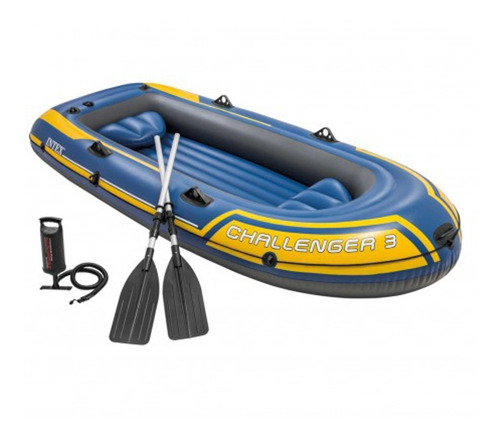 Bote Inflable Intex Gomon Challenger 3 Set Inflador + Remos 