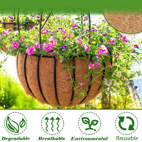 Cesta Redonda De Fibra De Coco Natural Con Forro De Coco, 6