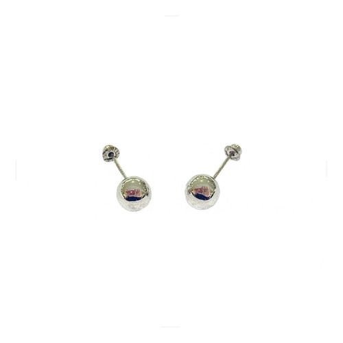 Arete Broquel Bola Dormilona Oro Blanco 5mm 10k Kt / Niña 