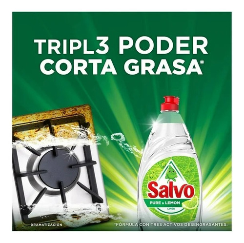 2 Pzs Lavatrastes Líquido Salvo Pure & Lemon 1.2 L