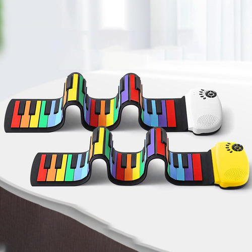 Piano Plegable Compacto De 49 Teclas, Teclado Blanco