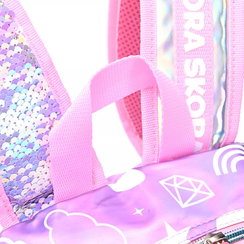 Mochila Espalda Alma Lentejuelas 18p Skora Sharif Express Color Lila Diseño De La Tela Matelassé