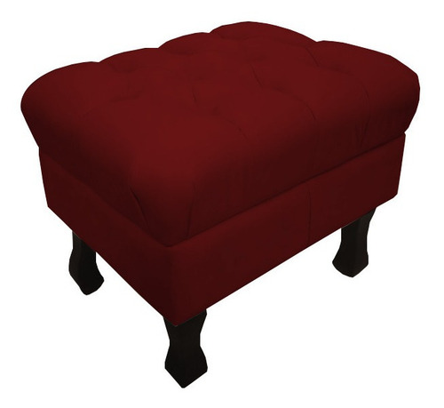 Puff Puf Luiz Xv Decorativo Suede Triângulo Pés Madeira Cor Marsala