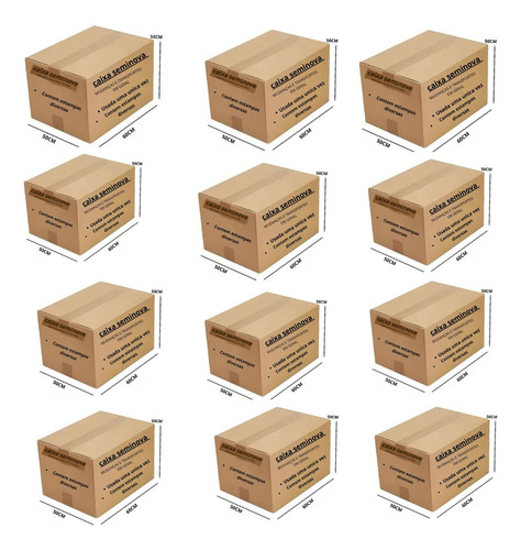 Kit 12 Un De Caixa Papelao Usada 60x50x50 Diversas Estampas