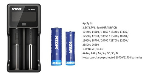 Cargador Inteligente De Baterías Xtar Vc2 2 Slot 18650 Etc