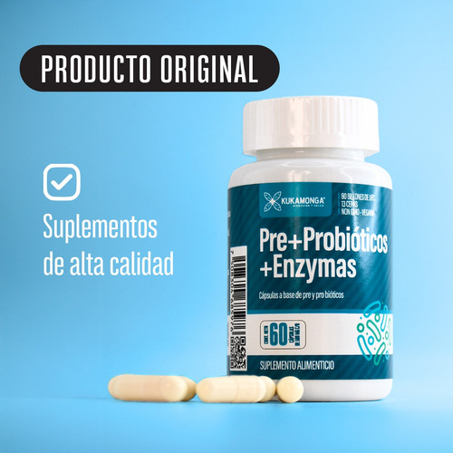 Kit 3 Enzimas Digestivas Probióticos Y Prebióticos | 60 Caps Sin Sabor